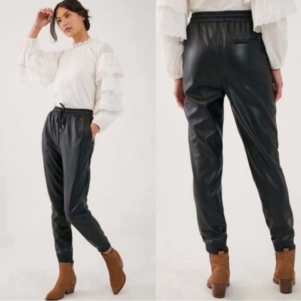 AVEC LES FILLES sleek faux leather joggers